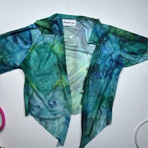 🌊 Number One Abstract Mesh Button-Down Top 🐚